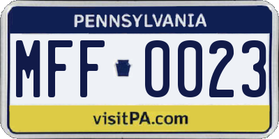 PA license plate MFF0023