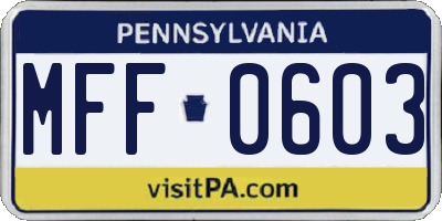 PA license plate MFF0603
