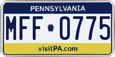 PA license plate MFF0775