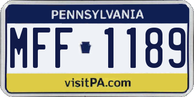 PA license plate MFF1189