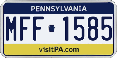 PA license plate MFF1585