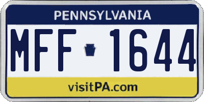 PA license plate MFF1644