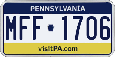 PA license plate MFF1706