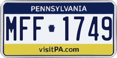 PA license plate MFF1749