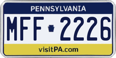 PA license plate MFF2226