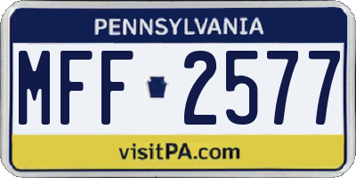 PA license plate MFF2577