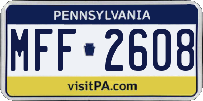 PA license plate MFF2608