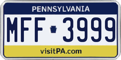 PA license plate MFF3999