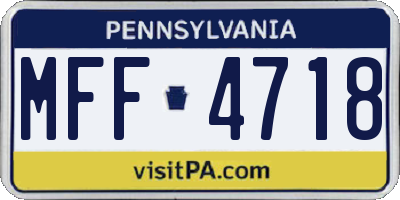 PA license plate MFF4718