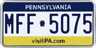 PA license plate MFF5075