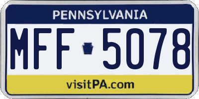 PA license plate MFF5078