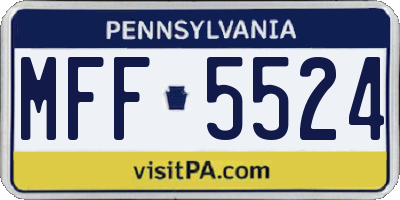 PA license plate MFF5524