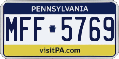 PA license plate MFF5769