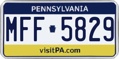 PA license plate MFF5829