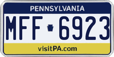 PA license plate MFF6923