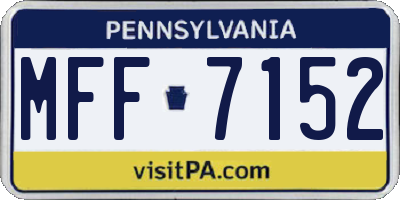 PA license plate MFF7152