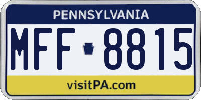 PA license plate MFF8815