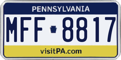 PA license plate MFF8817