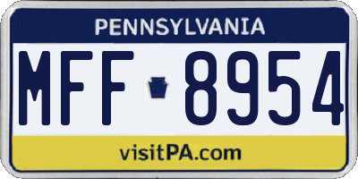 PA license plate MFF8954