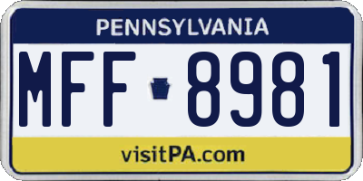 PA license plate MFF8981