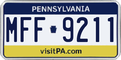 PA license plate MFF9211