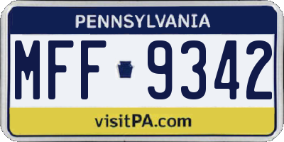PA license plate MFF9342