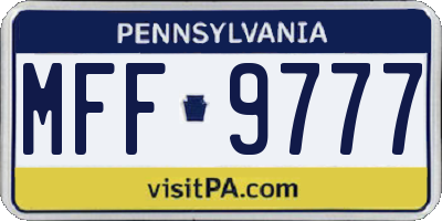 PA license plate MFF9777