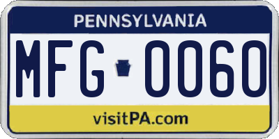 PA license plate MFG0060