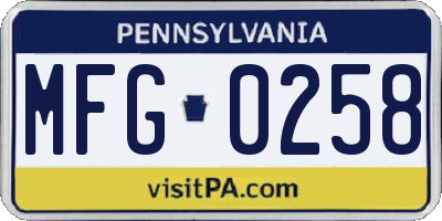 PA license plate MFG0258