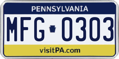 PA license plate MFG0303