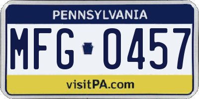 PA license plate MFG0457