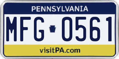 PA license plate MFG0561