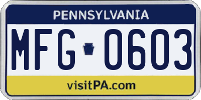 PA license plate MFG0603