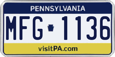 PA license plate MFG1136