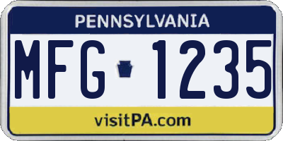 PA license plate MFG1235