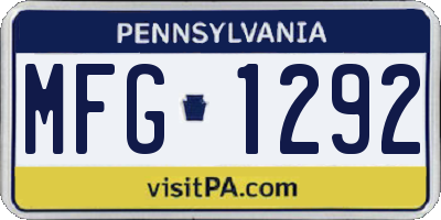 PA license plate MFG1292
