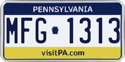 PA license plate MFG1313