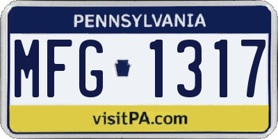 PA license plate MFG1317