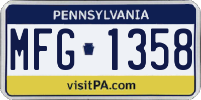 PA license plate MFG1358