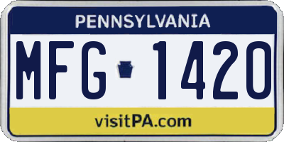 PA license plate MFG1420