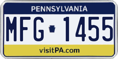 PA license plate MFG1455