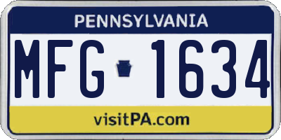 PA license plate MFG1634