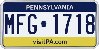 PA license plate MFG1718