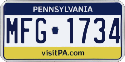 PA license plate MFG1734