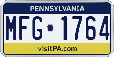 PA license plate MFG1764