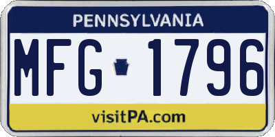 PA license plate MFG1796