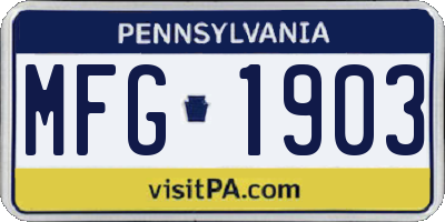 PA license plate MFG1903