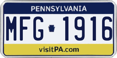 PA license plate MFG1916