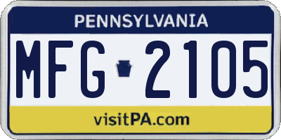 PA license plate MFG2105