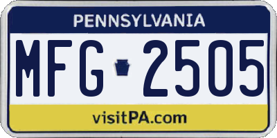 PA license plate MFG2505